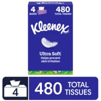 Kleenex Ultra Soft 3-Ply Facial Tissue Flat Box 120 ct ea - 4 pk