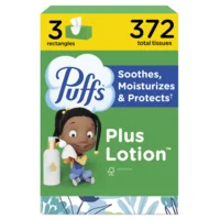 Puffs Plus Lotion 2-Ply Facial Tissue Flat Box 124 ct ea - 3 pk
