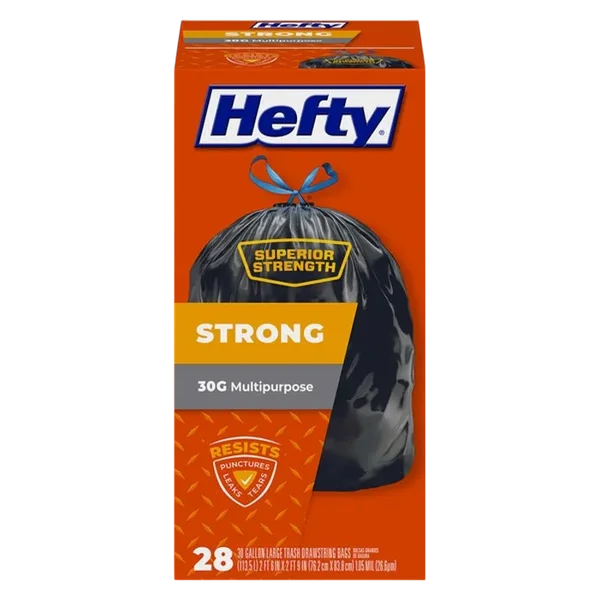Hefty Extra Strong Multipurpose Large Trash Bags 30 Gallon, 28 Ct