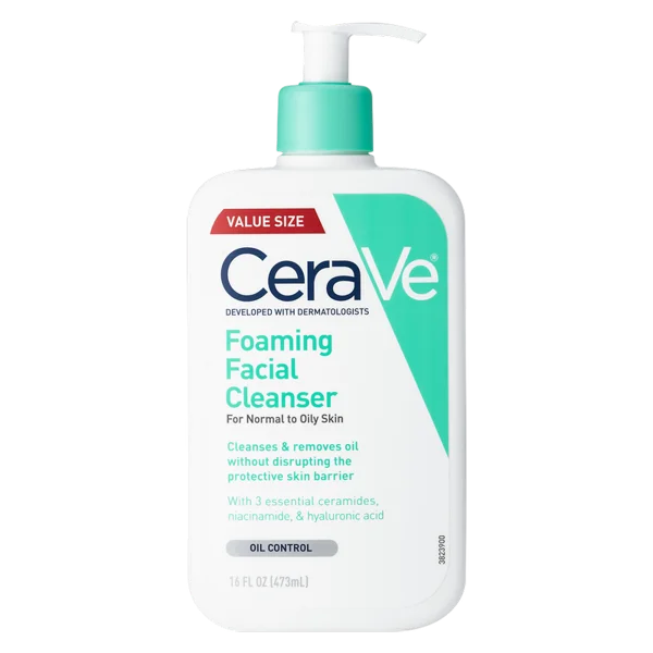 CeraVe Foaming Face Wash with Hyaluronic Acid and Niacinamide for Oily Skin, 16 Fl Oz