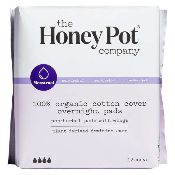 The Honey Pot Herbal Overnight Menstrual Pads, 12ct