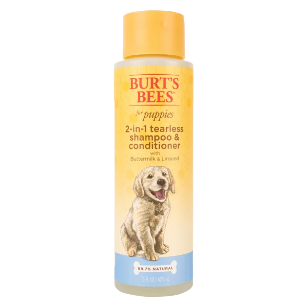 Burts Bees Tearless 2 in 1 Shampoo and Conditioner for Puppies with Buttermilk & Linseed Oil 16oz