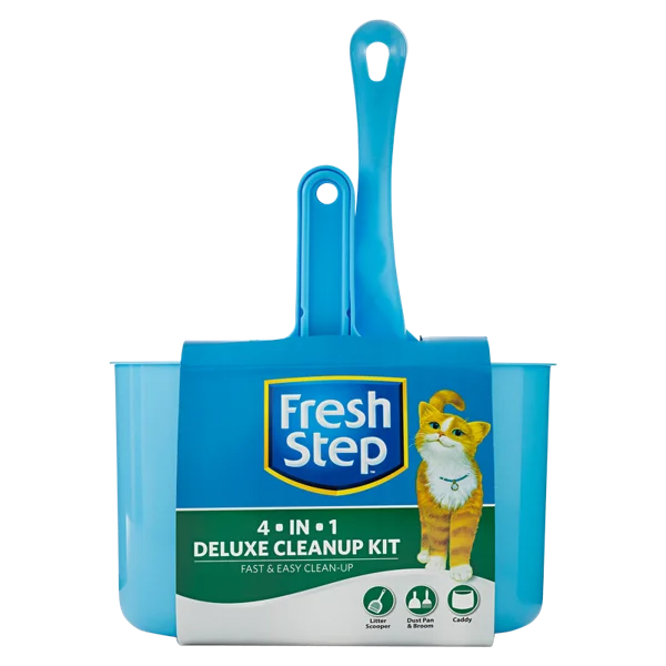 Fresh Step 4 in 1 Deluxe Clean Up Kit Includes: Litter Scooper, Dust Pan & Broom and Caddy 1ct