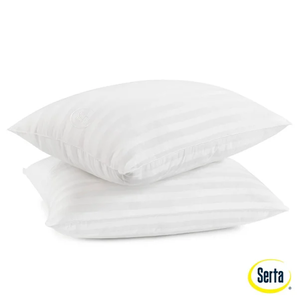 Serta Standard/Queen 2pk Won't Go Flat Pillows White