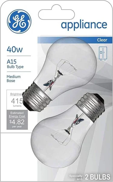 GE 40W Appliance Clear Light Bulb 2pk