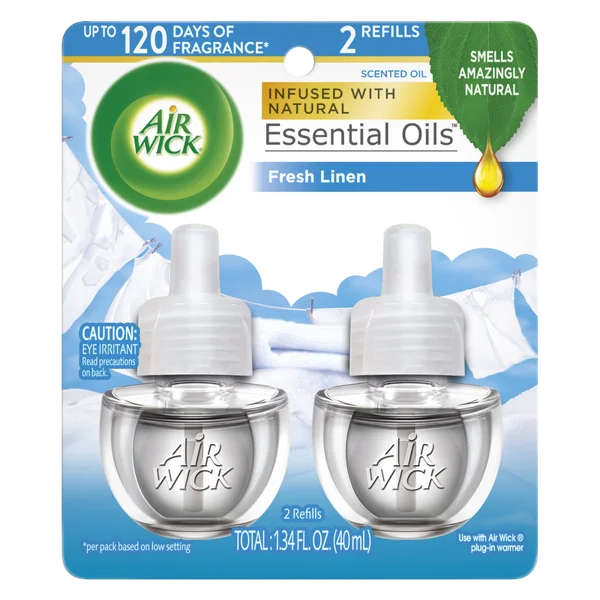 Air Wick Essential Oils Fresh Linen Scented Oil Twin Refill .67oz