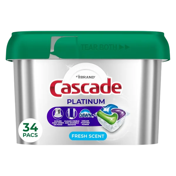 Cascade Platinum Dishwasher Detergent Pods, Fresh Scent, 34 count