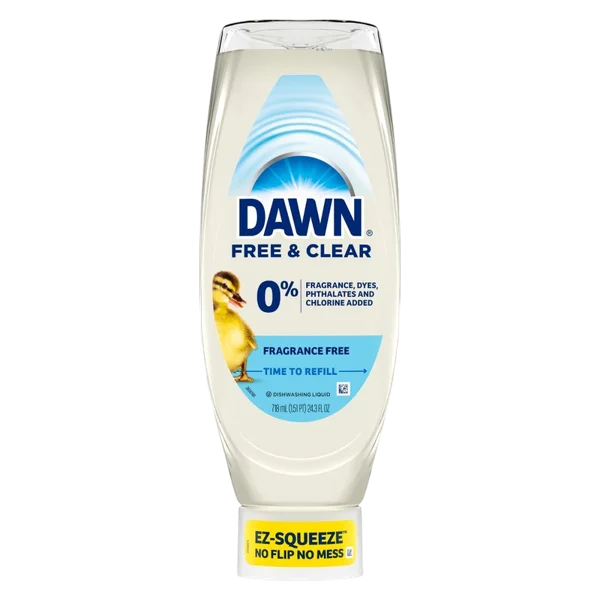 Dawn Free & Clear EZ-Squeeze Dish Soap Liquid, Unscented, 24.3oz