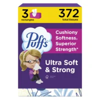 Puffs Ultra Soft & Strong 2-Ply Facial Tissue Flat Box 124 ct ea - 3 pk