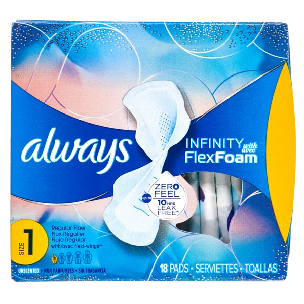 Always Regular Flow Unscented Pads with Wings Size 1 18ct