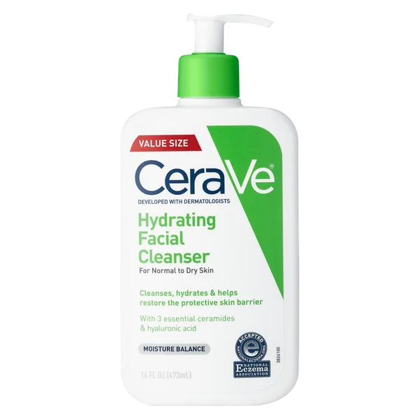 CeraVe Hydrating Face Wash with Hyaluronic Acid and Glycerin for Normal to Dry Skin