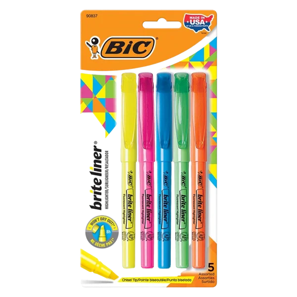 BIC 5pk Highlighter Brite Liner Assorted