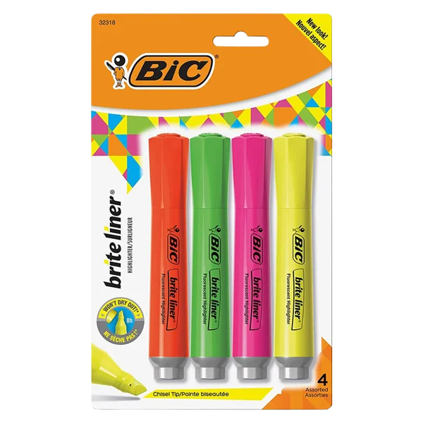 Bic Brite Liner Fluorescent Highlighters 4ct