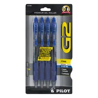Pilot G2 Premium Gel Roller Refillable Fine Point Pens Blue - 4 CT