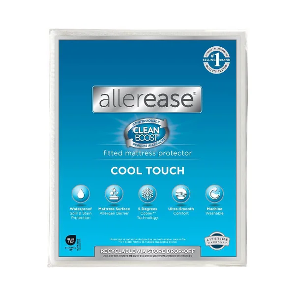 Allerease Queen Clean Boost Cool Touch Waterproof Machine Washable Fitted Mattress Protector