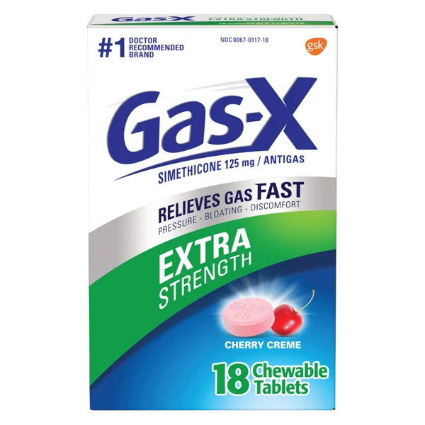 Gas-X Extra Strength Chewable Gas Relief Tablets with Simethicone 125 mg, Cherry - 18 Count