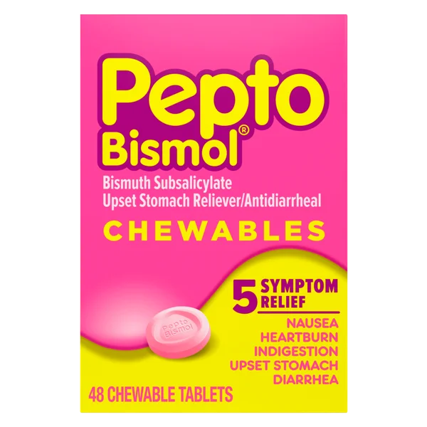 Pepto Bismol 5 Symptom Relief Chewable Tablets 48 ct