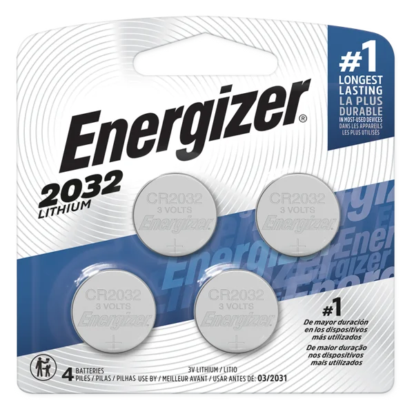 Energizer 2032 Batteries 4pk, Lithium Coin Battery, 3.0V, Non-Rechargeable