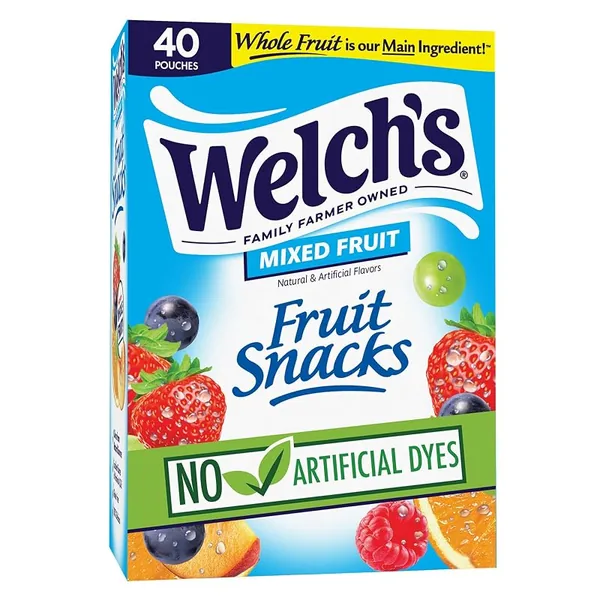 Welch's Fruit Snacks Mixed Fruit 0.8oz Pouches, 40ct Box