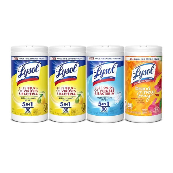 Lysol Disinfecting Wipes, Lemon + Mango + Linen, 80ct, 4-Pack