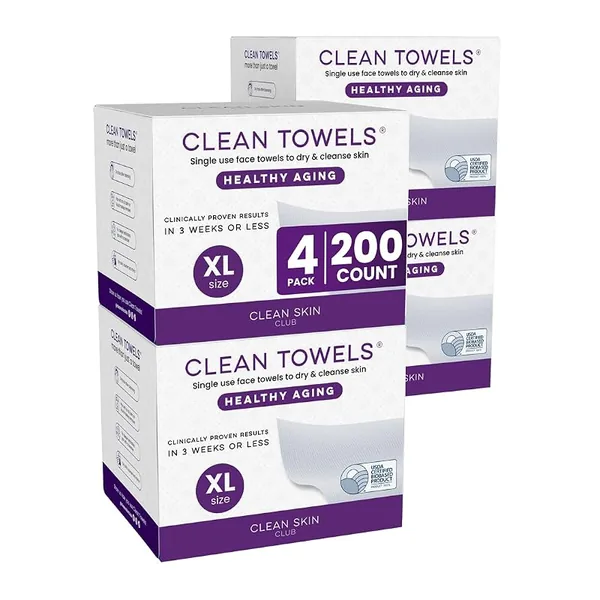 Clean Skin Club Clean Towels XL Healthy Aging, 4 Packs, 200ct