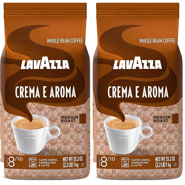 Lavazza Crema e Aroma Whole Bean Coffee 2.2lb, 2-Pack