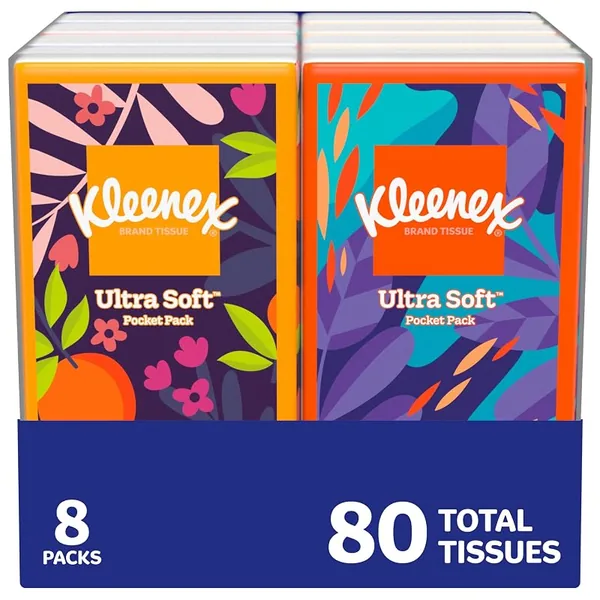 Kleenex On-The-Go Facial Tissues, 8 Travel Packs, 10ct Each