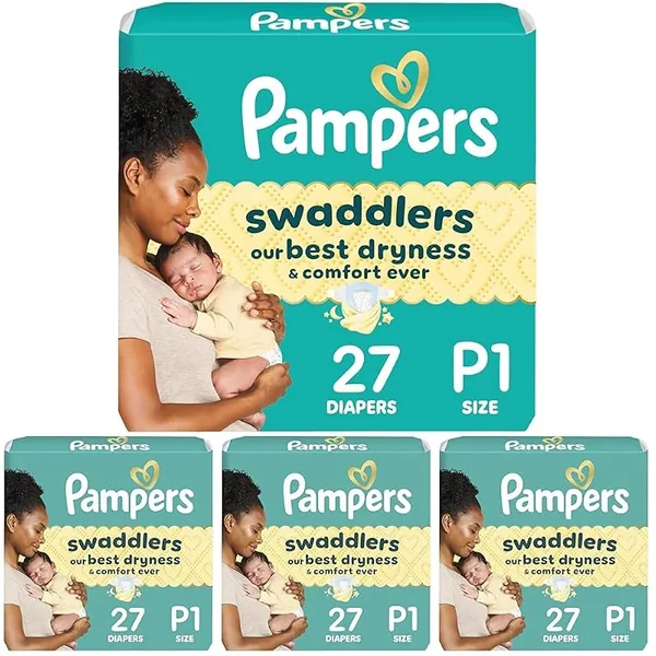 Pampers Swaddlers Preemie Diapers Size P1, 27ct, 4-Pack
