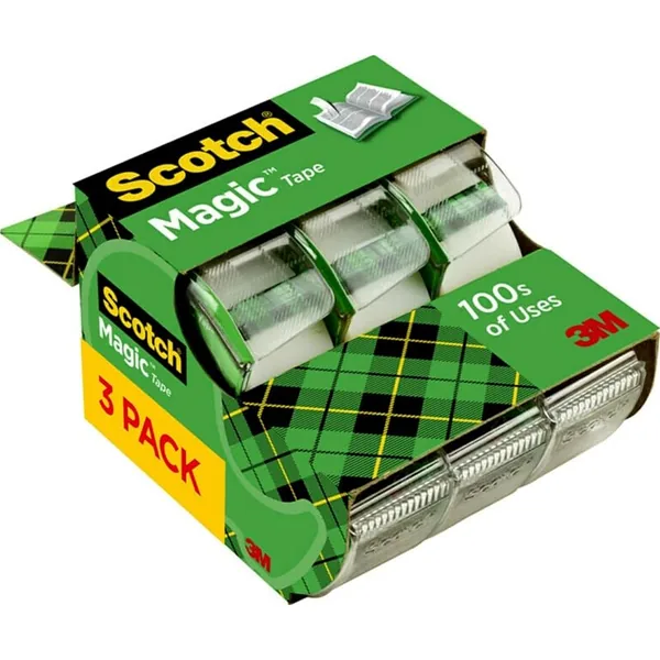 Scotch Magic Tape 3/4 in x 300 in, 3 Rolls with Dispensers