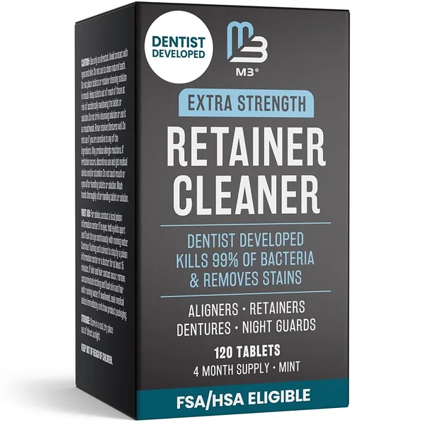 M3 Naturals Retainer & Denture Cleaner Tablets, Mint, 120ct