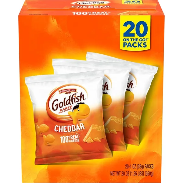 Goldfish Cheddar Crackers 1oz Snack Packs, 20ct Box