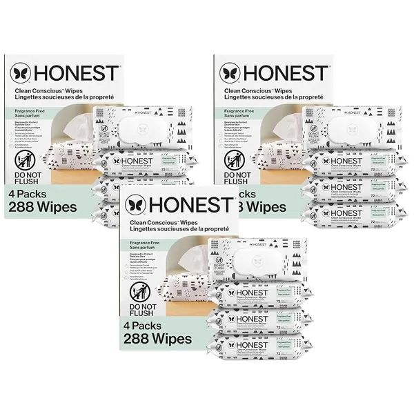 The Honest Company Baby Wipes Pattern Play 288ct, 3-Pack