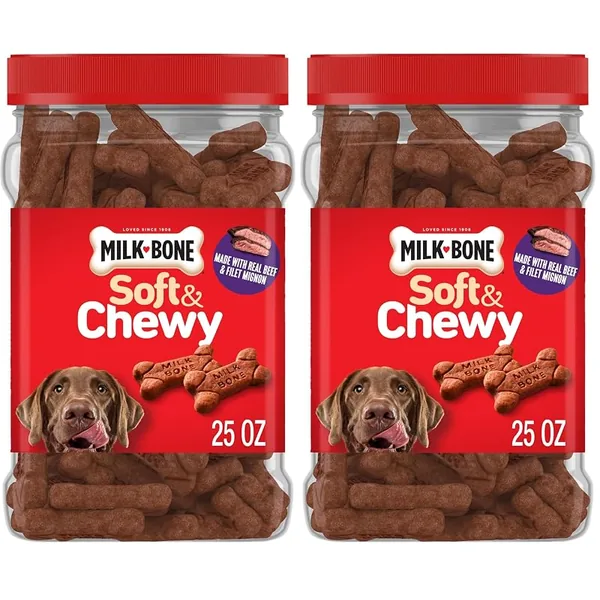 Milk-Bone Soft & Chewy Dog Treats Beef & Filet Mignon 25oz, 2-Pack