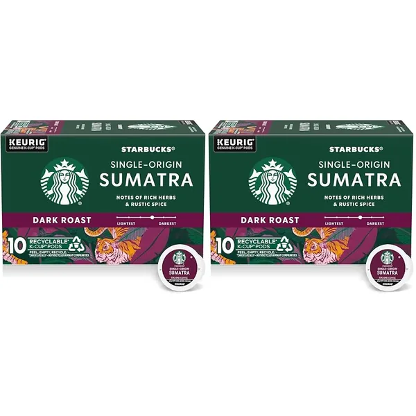 Starbucks Sumatra Dark Roast K-Cup Pods 10ct, 2-Pack
