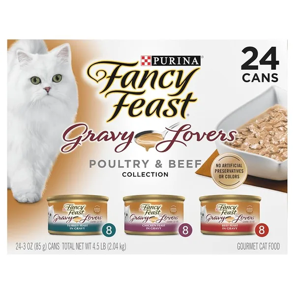 Purina Fancy Feast Gravy Lovers Poultry & Beef Wet Cat Food 3oz, 24-Pack