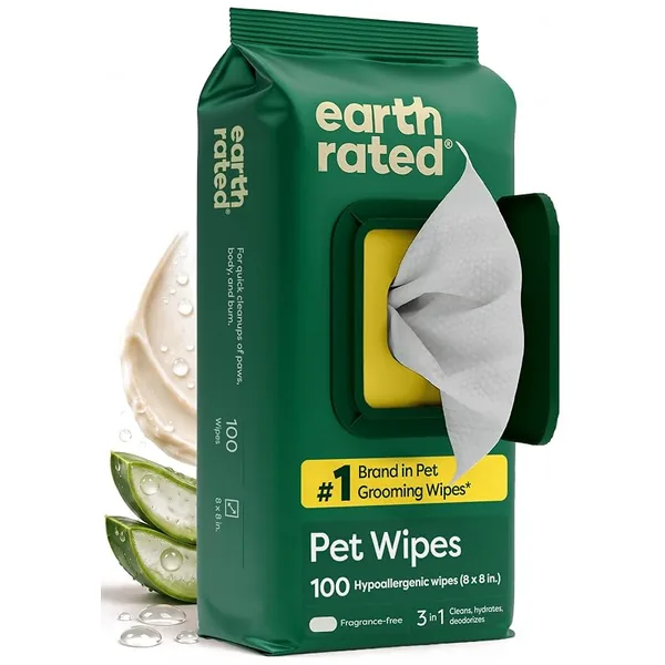 Earth Rated Dog Wipes Unscented 100ct