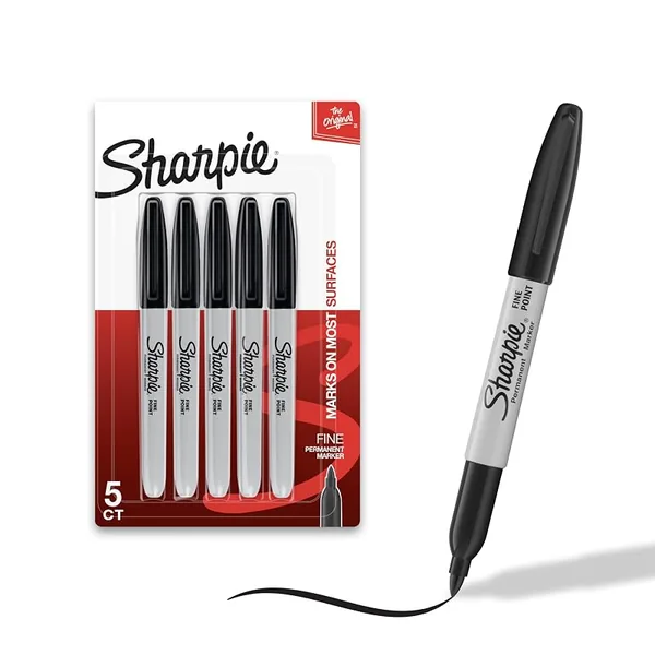 Sharpie Permanent Markers Fine Tip Black 5ct