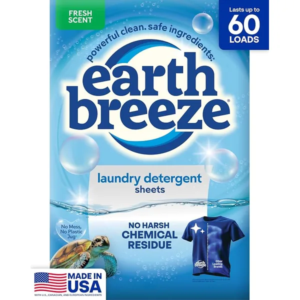 Earth Breeze Laundry Detergent Sheets Fresh Scent 60 Loads