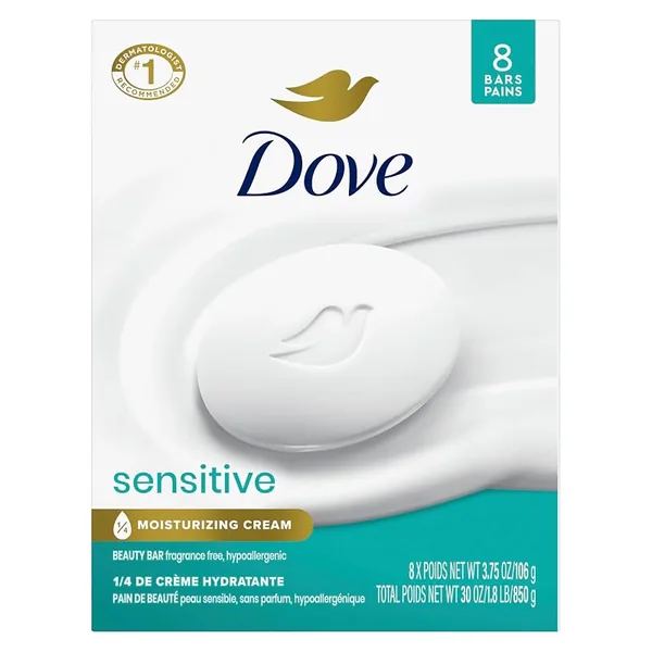 Dove Beauty Bar Sensitive Skin Fragrance-Free 3.75oz, 72 Bars