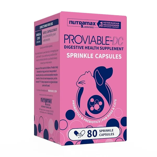 Nutramax Proviable Probiotics + Prebiotics for Dogs & Cats 80ct