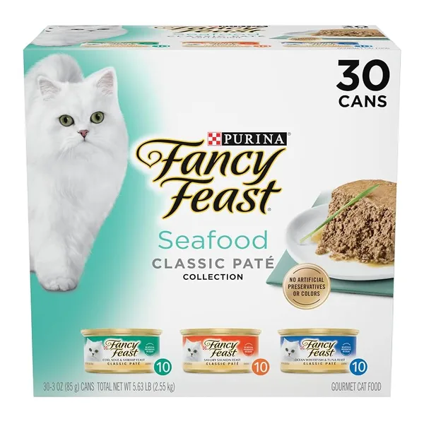 Purina Fancy Feast Seafood Classic Pate Variety Pack 3oz, 30-Pack