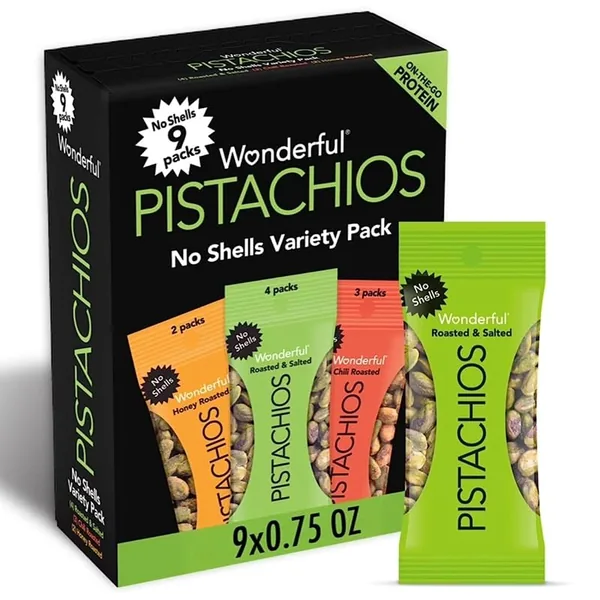 Wonderful Pistachios No Shells 3-Flavor Variety Pack 0.75oz, 9ct