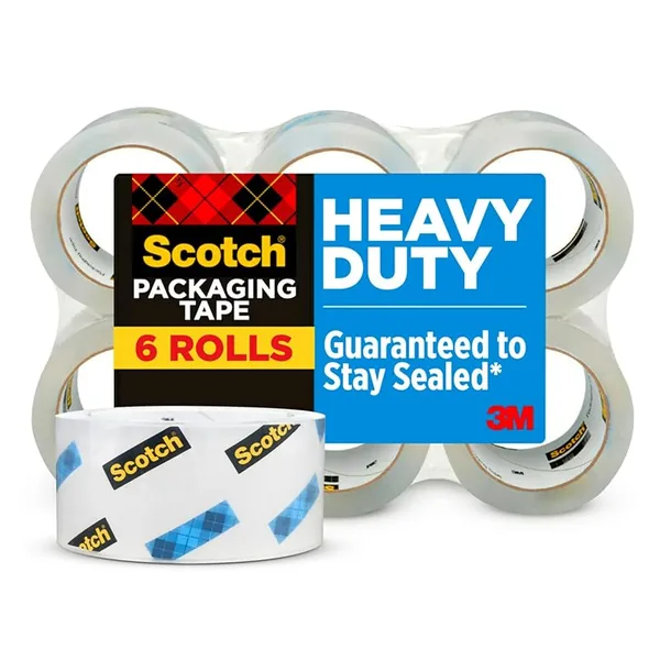Scotch Heavy Duty Packing Tape Clear 1.88in x 54.6yd, 6 Rolls