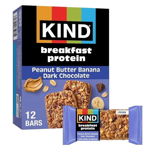 KIND Protein Breakfast Bars Peanut Butter Banana Dark Chocolate, 12 Bars