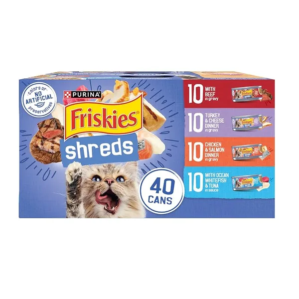 Purina Friskies Shreds Wet Cat Food Variety Pack 5.5oz, 40-Pack