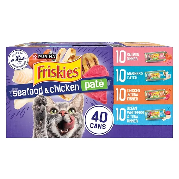 Purina Friskies Pate Wet Cat Food Seafood & Chicken 5.5oz, 40-Pack