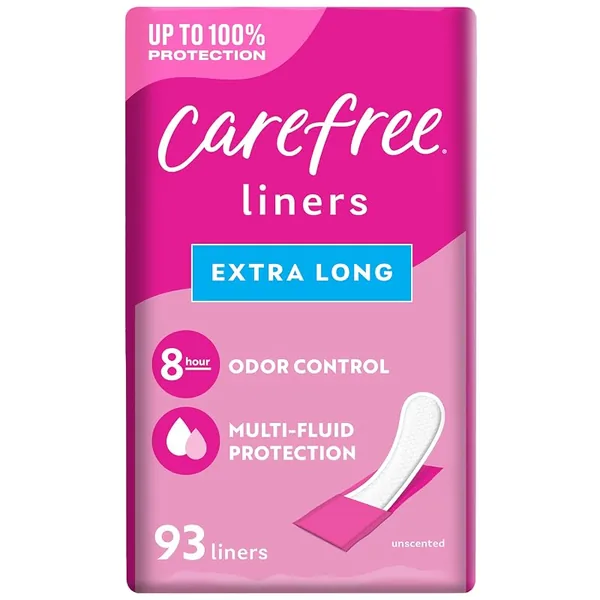 Carefree Panty Liners Extra Long Unscented 93ct