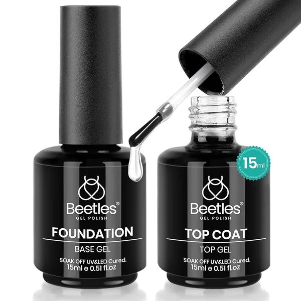 Beetles No-Wipe Gel Top Coat & Base Coat Set, 2 x 15ml