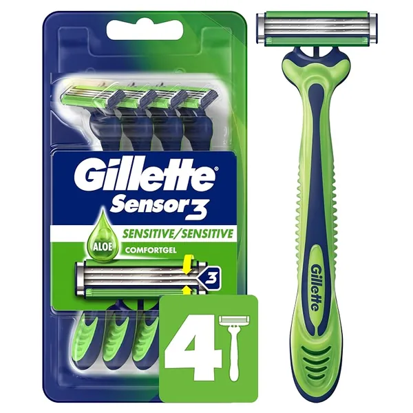 Gillette Sensor3 Sensitive Disposable Razors 4ct, 12-Pack
