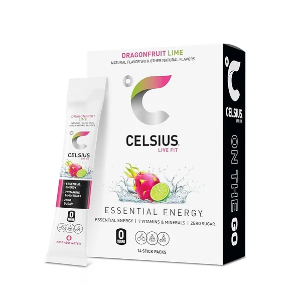 CELSIUS On-The-Go Powder Sticks Dragonfruit Lime 2.8oz
